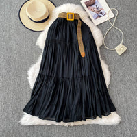 Mid-length Casual High Waist Slimming Large Hem Puffy Cake Dress