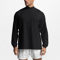 Men's Small Turtleneck Long-sleeved Shirt T-shirt Full Color Casual Fitness Drop Shoulder Top