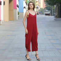 Low cut sexy suspender jumpsuit