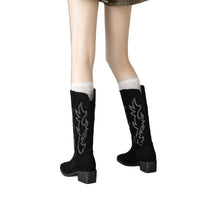 Womens Retro Embroidered Western Cowboy Boots