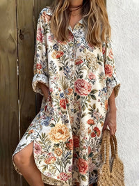 New Womens Printed Short Sleeve Shirt Dress
