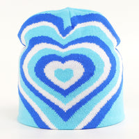 Color Matching Rainbow Love Knitted Hat Printed Pullover Fashion Woolen Hat