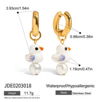 Light Luxury Stainless Steel Ceramic Pearl Earrings