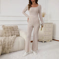 Simple Relaxed-fit Striped Wide-leg Pants Set