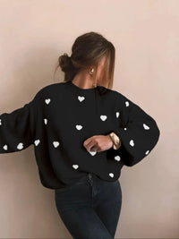Heart Knitted Women's Leisure Pullover Sweater