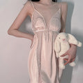 Polka-dot Sling Mesh Gauze Nightdress With Big Bow