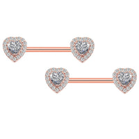 Stainless Steel Heart Punk Style Breast Ring Double Layer