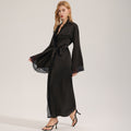 Black Lace-Panel Sexy Womens SpringSummer Loungewear Robe