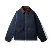 Corduroy Jacket Rhombus Plaid Cotton-padded Jacket Cotton-padded Coat