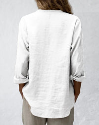 Women's Casual White Linen Blouse