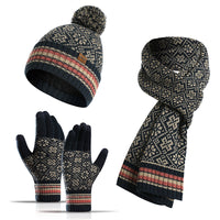 Three-piece Winter New Knitted Warm Woolen Hat Scarf And Gloves
