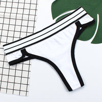 Pure Cotton Thong Ladies Sexy Striped Sports Pants Yoga Fitness T Pants