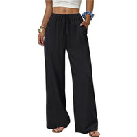 Fashionable Casual Solid-Color Versatile Womens Pants With Elastic Waist