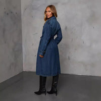 Fashionable Casual Retro Elegant Denim Women's Wide Trench Coat