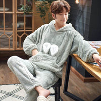 Pajamas Women Winter Plush Coral Fleece Korean Style Long Sleeves