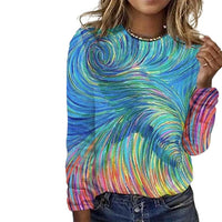 Colorful Abstract Round Neck Top Casual Women's T-shirt