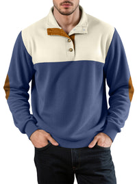 Men's Casual Color-blocked Lapel Sport Sweatshirt