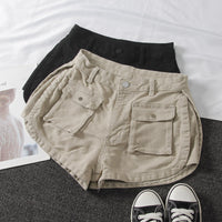 Washed white small pocket denim shorts