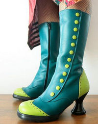Fashionable Button-decorated Irregular-heeled Women's Thigh-high Boots