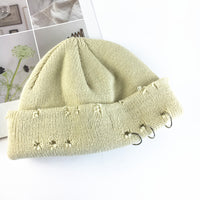 Personality Hoop Hole Wool Knitted Warm Hat