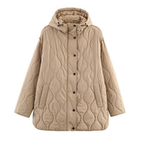 Womens Stylish Versatile Casual Waterproof Cotton-padded Hooded Jacket