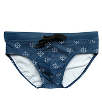 Men's Lace-Up Geometric Print Swim Briefs