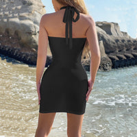 Womens Stylish Sexy Figure-hugging Halter Dress