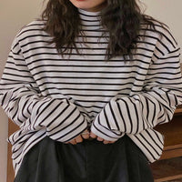 New Loose Striped Long-sleeved T-shirt For Women