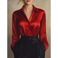 Casual Relaxed Fit Button Up Womens Blouse