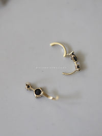 S925 Sterling Silver Gold Plated Black Zircon Earrings