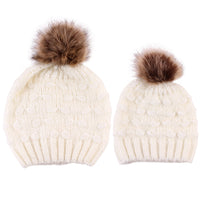 Parent-child Knitted Hat Manufacturers Spot Butterfly Fur Ball Warm Hat
