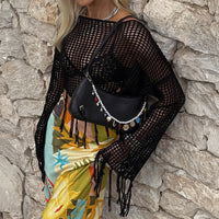 Women's Knitted Hollow-Out Top Blouse