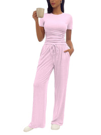 Women's Fashion Casual Pleated Short-Sleeve Set