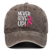 Breast Ribbon Embroidered Peaked Cap Baseball