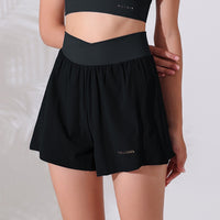 High Waist Anti-exposure Fake Two-piece Sports Shorts