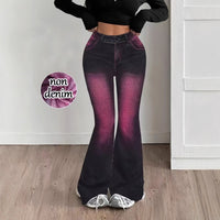 Womens Stretchy Slim-Fit Faux Denim Printed Pants