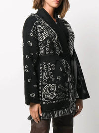 Large Pattern Embroidery Tassel Sweater Coat