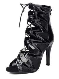 Jazz High Heels Belt Buckle Hollow Mesh Peep Toe Booties