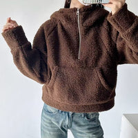 Girls Relaxed-fit Half-zip Faux Lambswool Hoodie