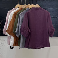 Artistic Versatile Breathable Solid Color Linen Women's Shirt