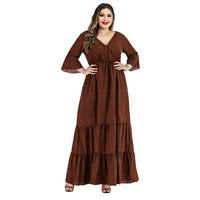 V-neck Flared-sleeve Middle Eastern Export Pleated Skirt