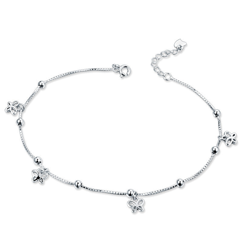 S925 Sterling Silver Ornament Butterfly Anklet Korean Style Foot Ornaments