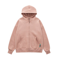 350g Velvet Padded Loose High Zipper Hooded Sweater