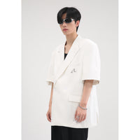 Metal Label Design Detachable Short Sleeve Padded Shoulder Suit