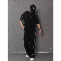 Summer New Color-blocking Trim Design Sporty Casual Two-piece Set