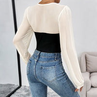 Knitted Long-sleeved Slim And Elegant Square Neck Jumpsuit For Women
