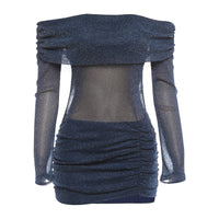 Sexy Sheer Off-Shoulder Solid Color Dress For Women