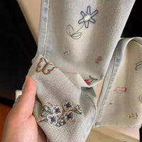 Girls' Fashion Personalized Embroidered Straight Jeans