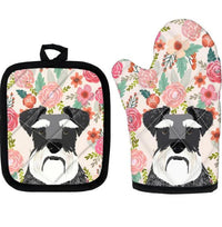Cute Pug Print Insulated Oven Mitt And Trivet Set 2 Pieces