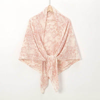 Pearl Chiffon Printed Square Scarf Pleated Scarf